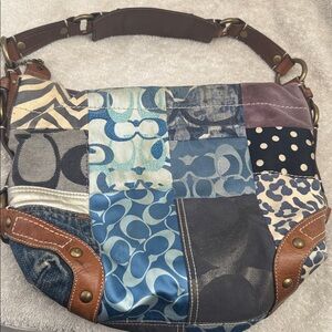 Coach satchel hobo bag y2k denim patchwork flowers